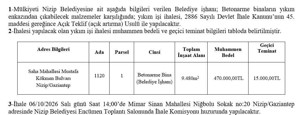 İhale İlanı